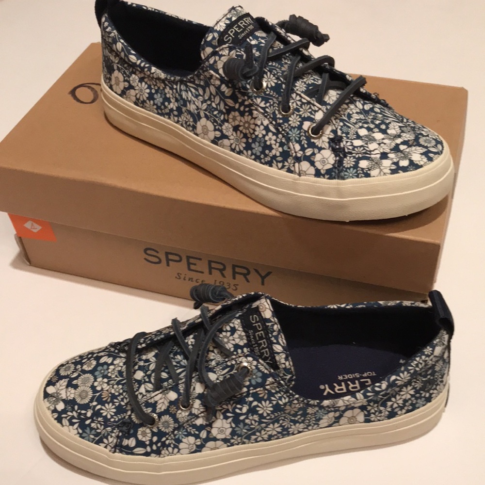 NWT SPERRY TOP-sider crest vine floral navy shoes casual 6 flats